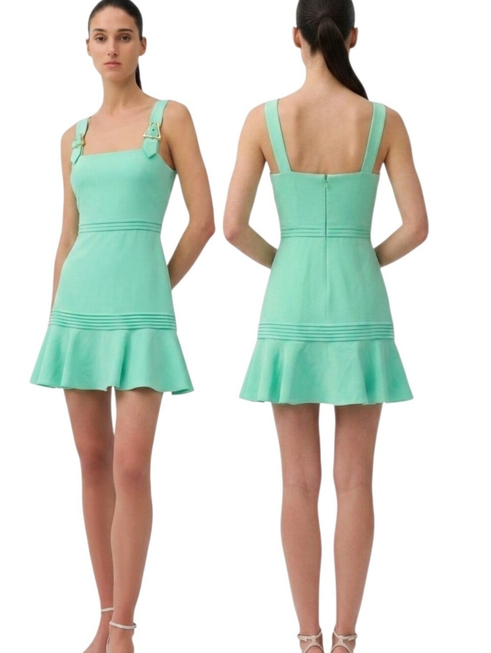 JONATHAN SIMKHAI Clara Mint Green Ruffled Mini Dress - Size 4